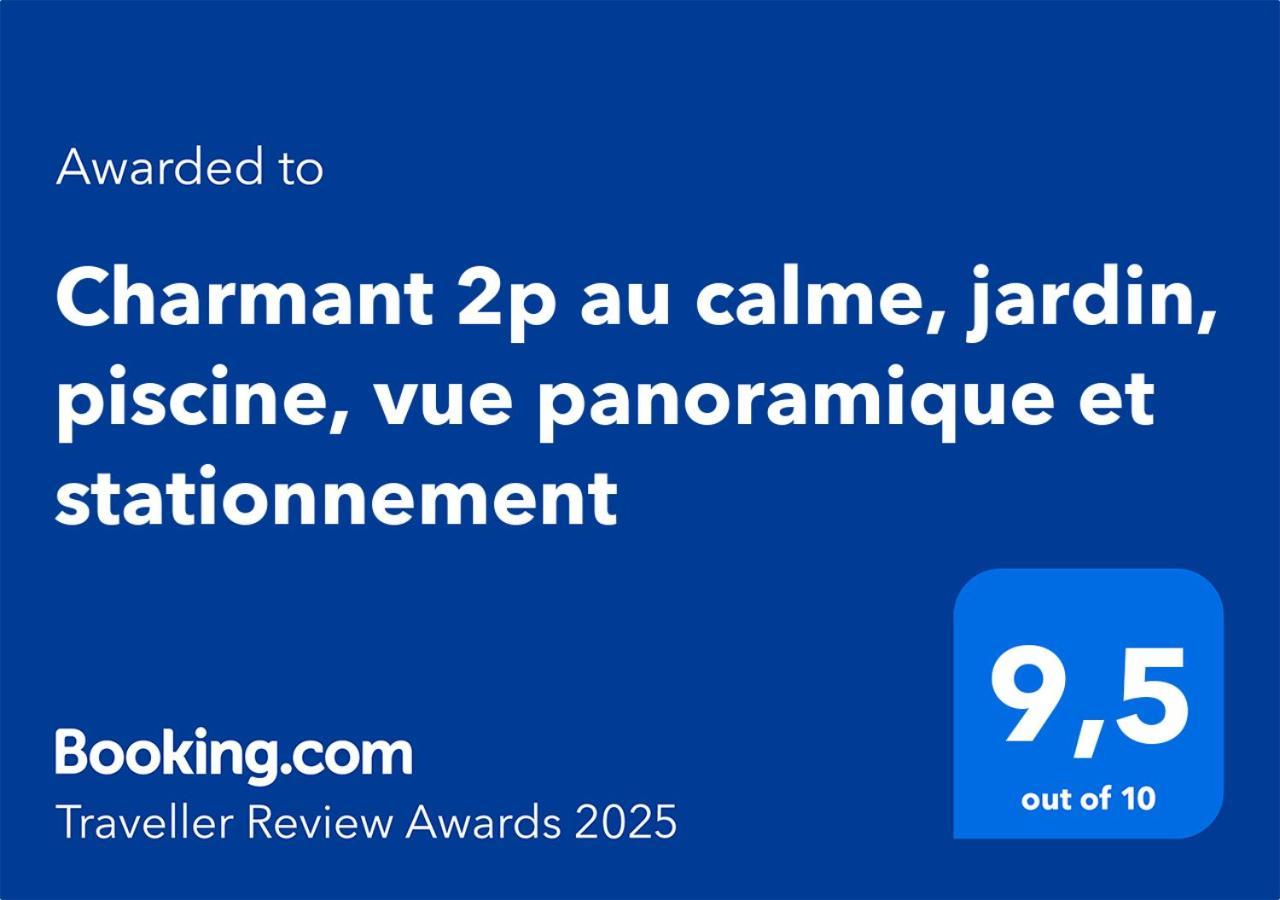 Charmant 2P Au Calme, Jardin, Piscine, Vue Panoramique Et Stationnement Villeneuve-Loubet Eksteriør billede